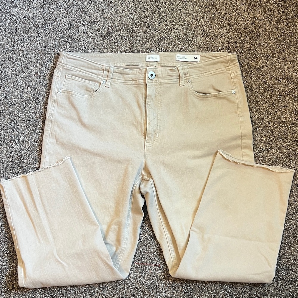 Lot 3 pairs J. Jill Denim High Rise Straight Leg Crop Jeans White Pink Tan 14 - Picture 8 of 11